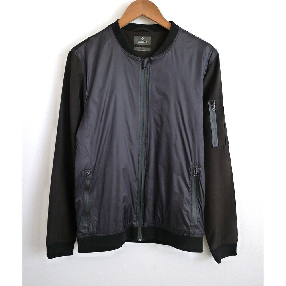 BARNEYS NEW YORK Tech Bomber Windbreaker Jacket Multi Sleeve Pockets S $475